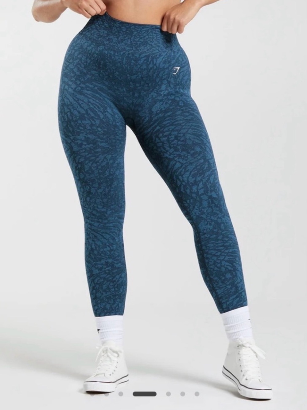 Gymshark Blue Patterned High-Waist Seamless Leggings